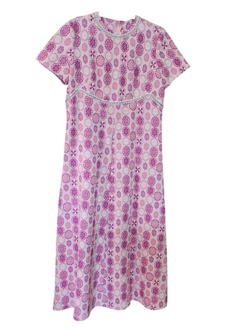 Vintage 1960's Handmade Maxi Dress Geo Pattern